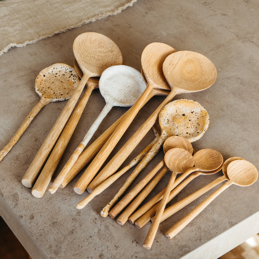 SLO | Studio x Casa Zuma Ceramic Serving Spoons, Unique Salad Servers
