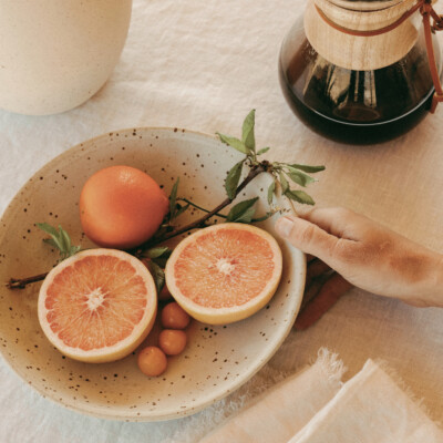 handmade ceramic serving bowl - la clay sharing bowl, grapefruit, breakfast