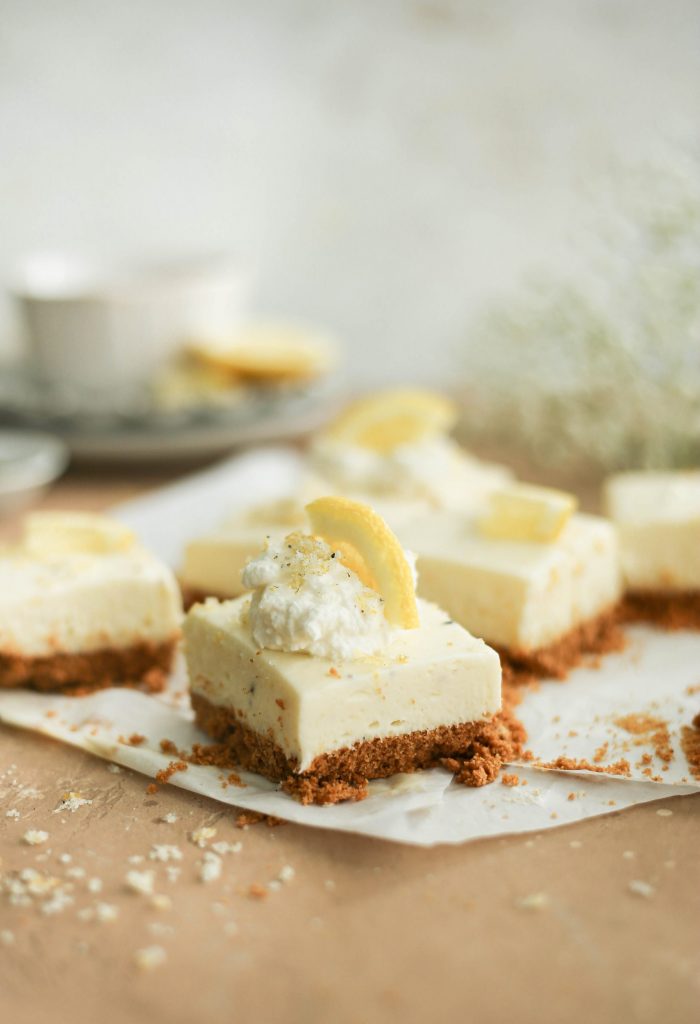 no bake white chocolate lemon cardamom slices