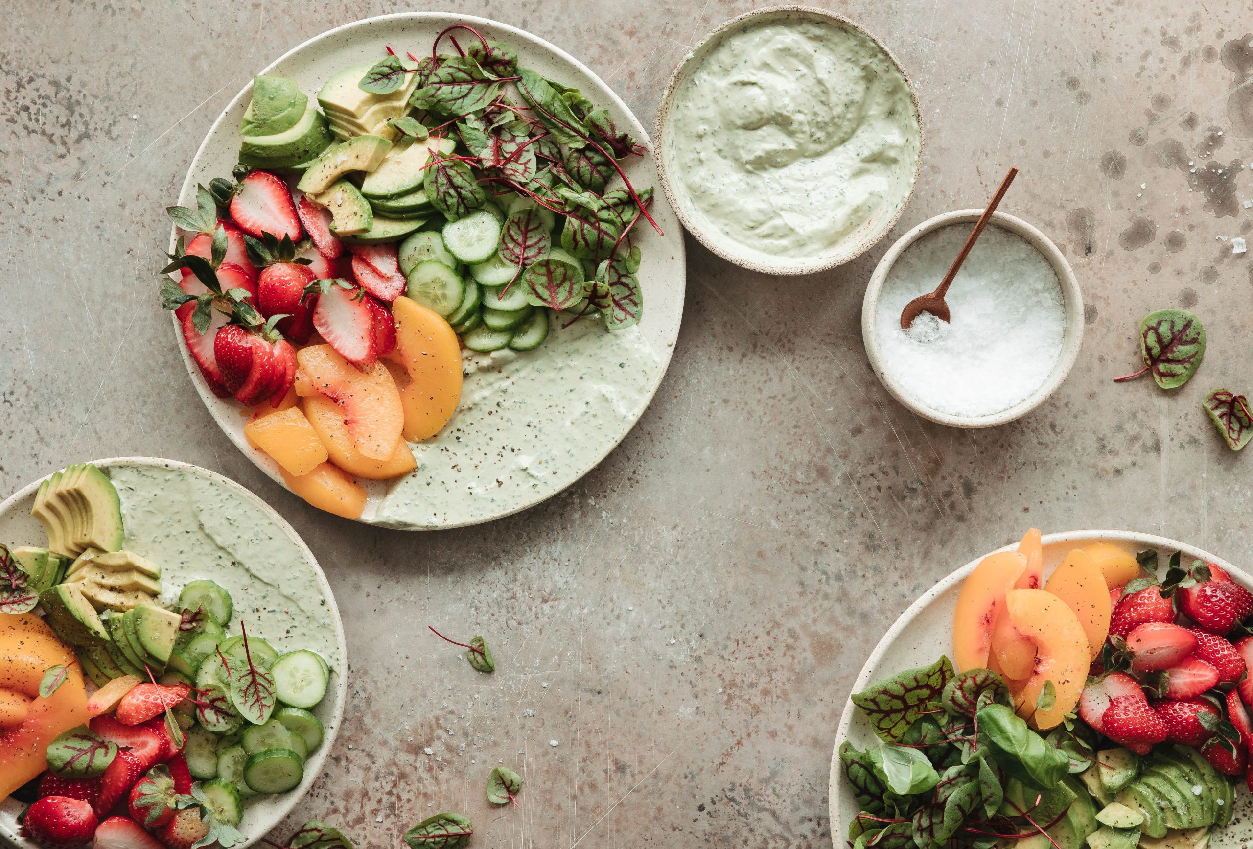 Green Fruit Salad with Ricotta and Herbs_easy summer salads