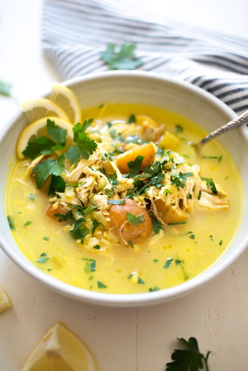 Sunshine Lemon Chicken Chowder Summer Crockpot Meal