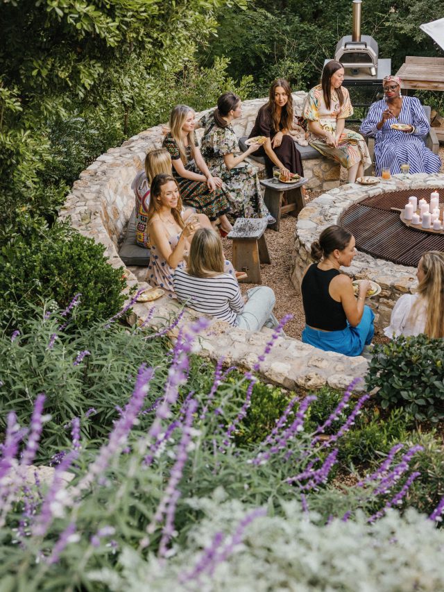 friends mingling at apero party in camille's backyard
