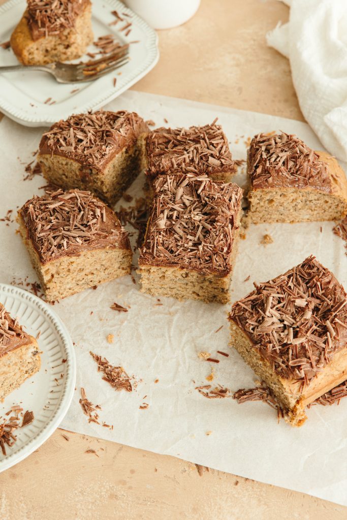 Peanut Butter Banana Snack Cake