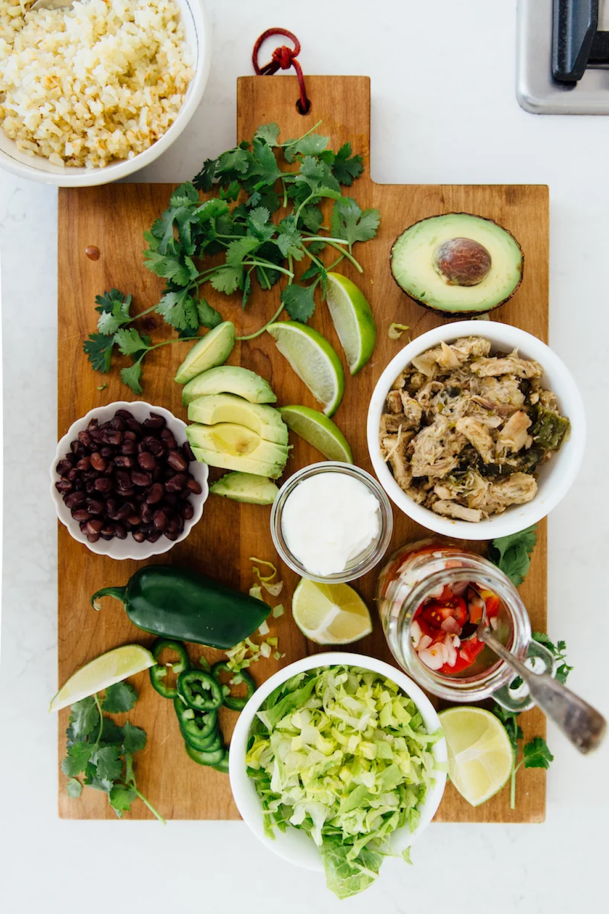 Slow cooker chicken burrito bowls.