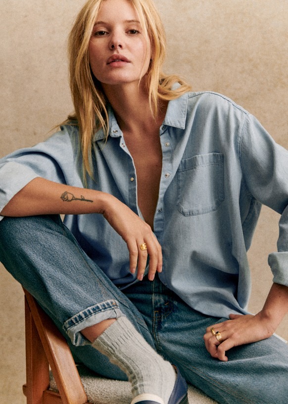 light denim sezane shirt