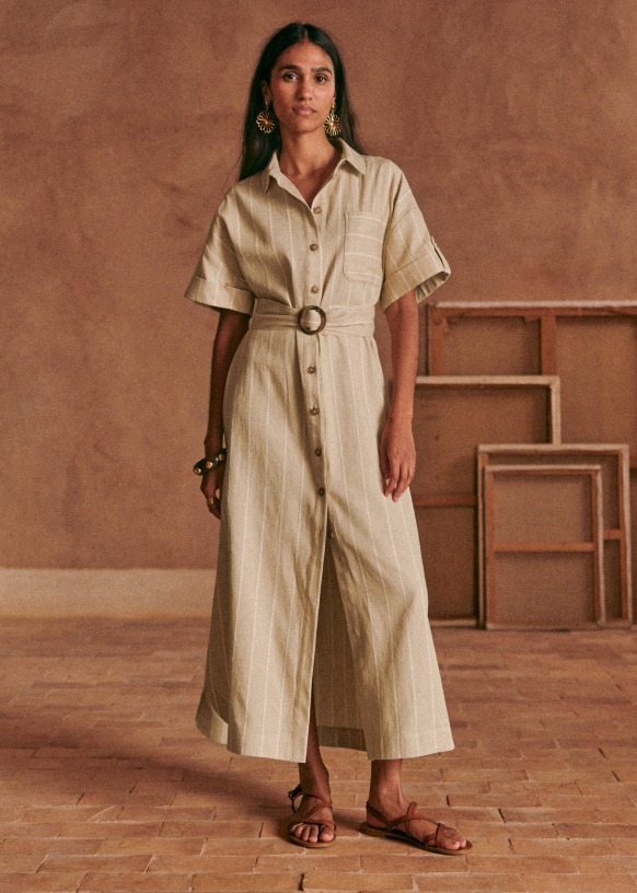 sezane natural shirt dress for picnic outfit