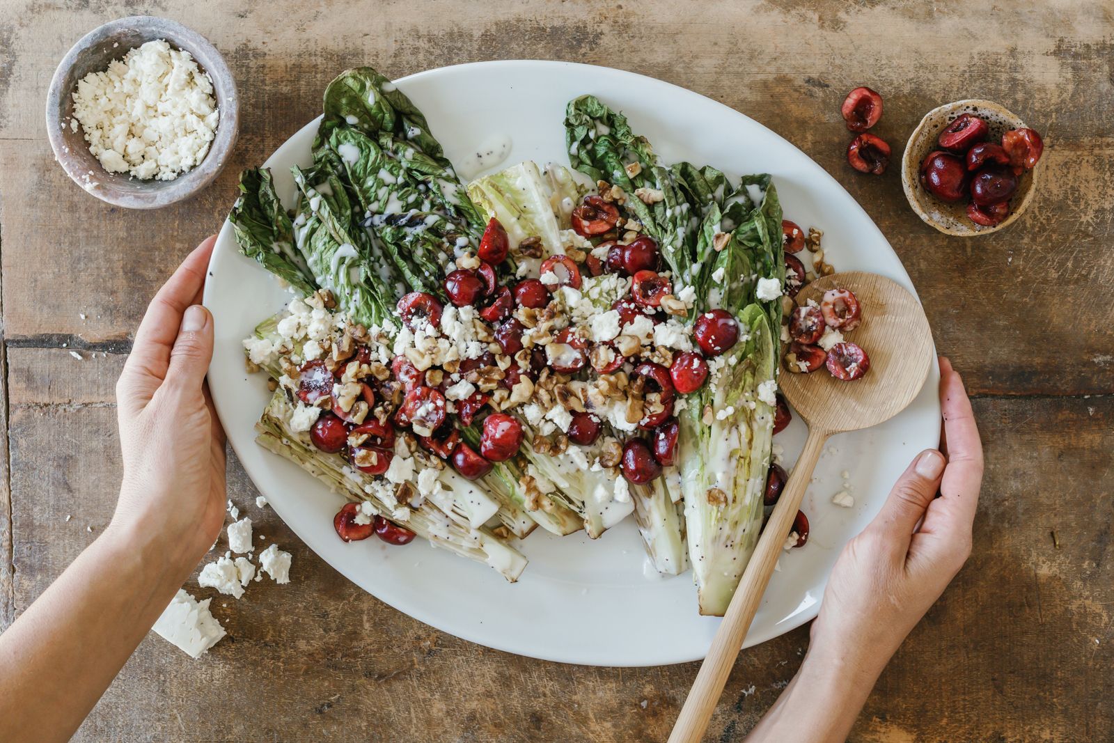 grilled romaine salad on plate