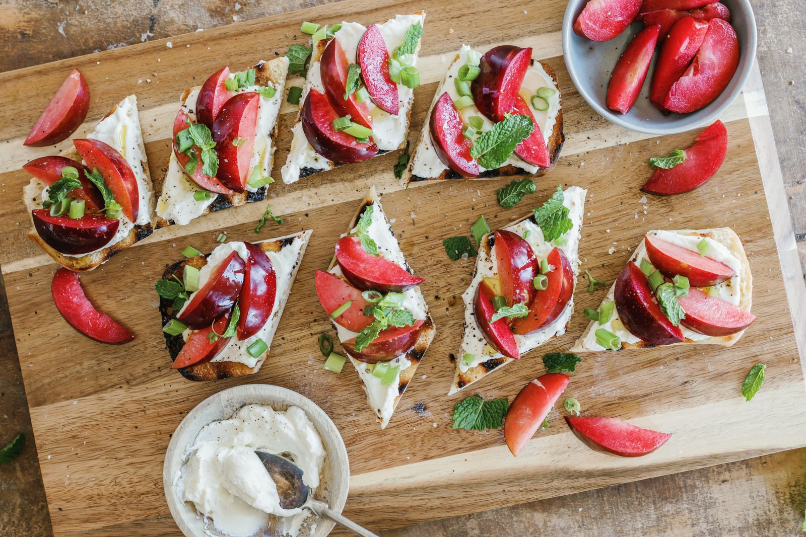 ricotta and plum bruschetta