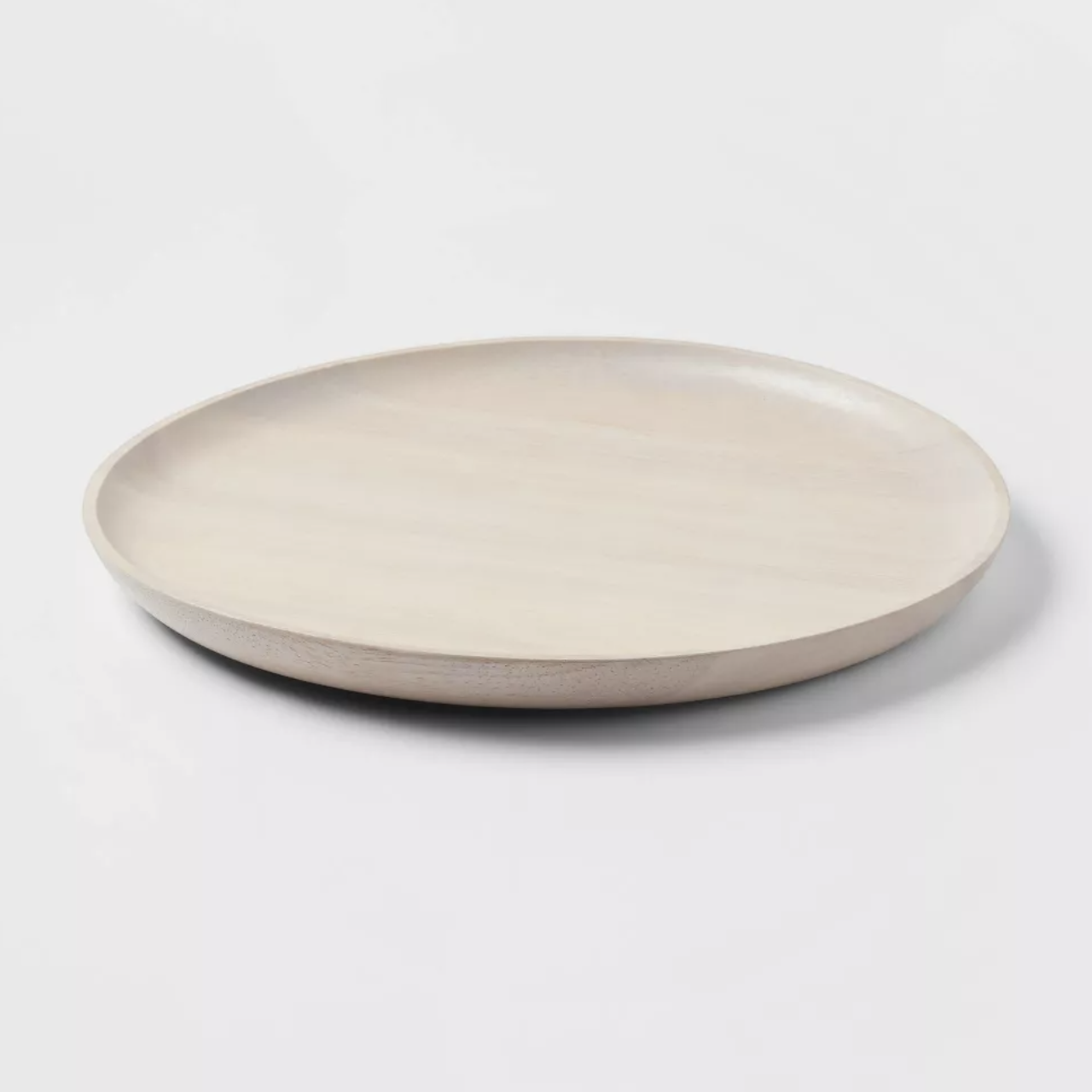 12" Rubberwood White Washed Serving Platter
