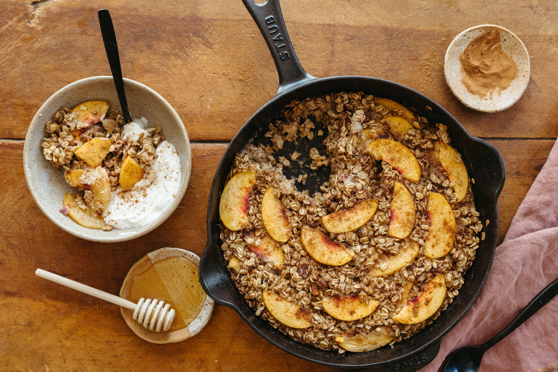 peach & pecan oatmeal bake
