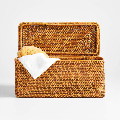 Seconda honey lidded rectangular tote.