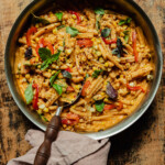 Roasted red pepper pasta.