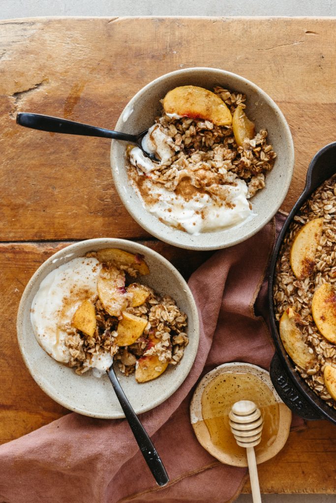 Spiced Peach and Pecan Baked Oatmeal