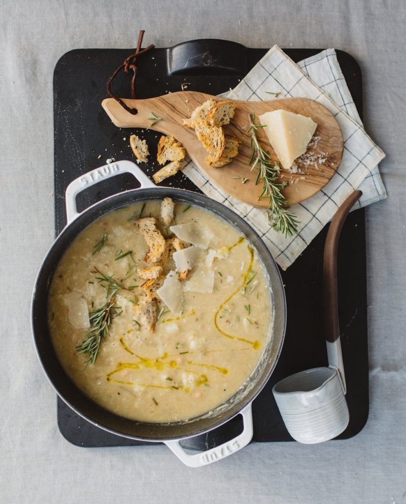 Roasted Cauliflower White Bean Soup With Rosemary