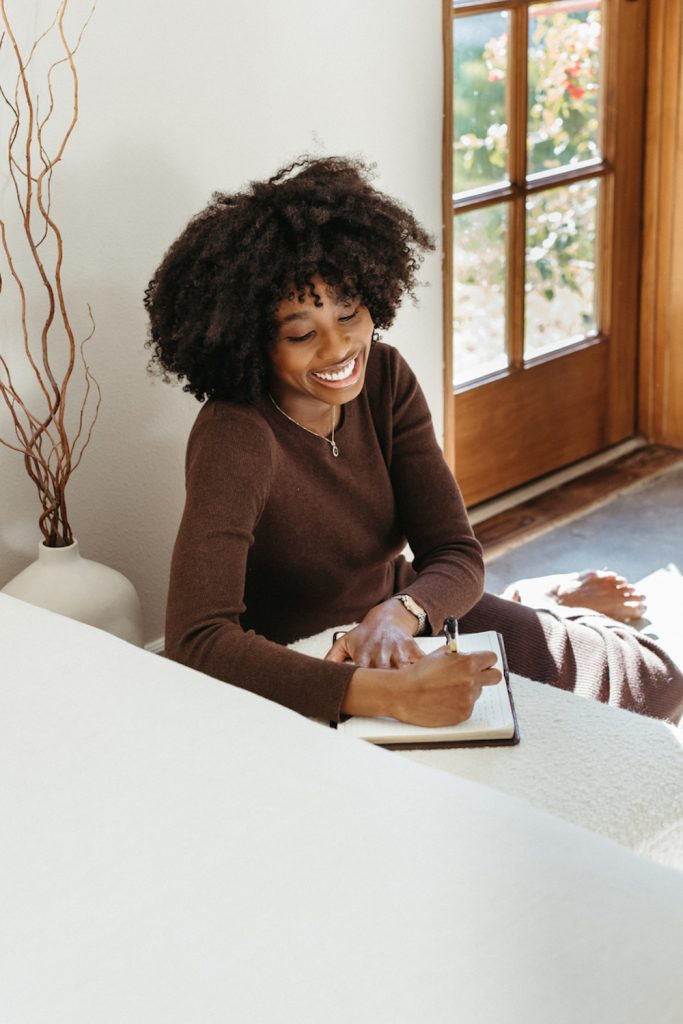 Woman journaling.
