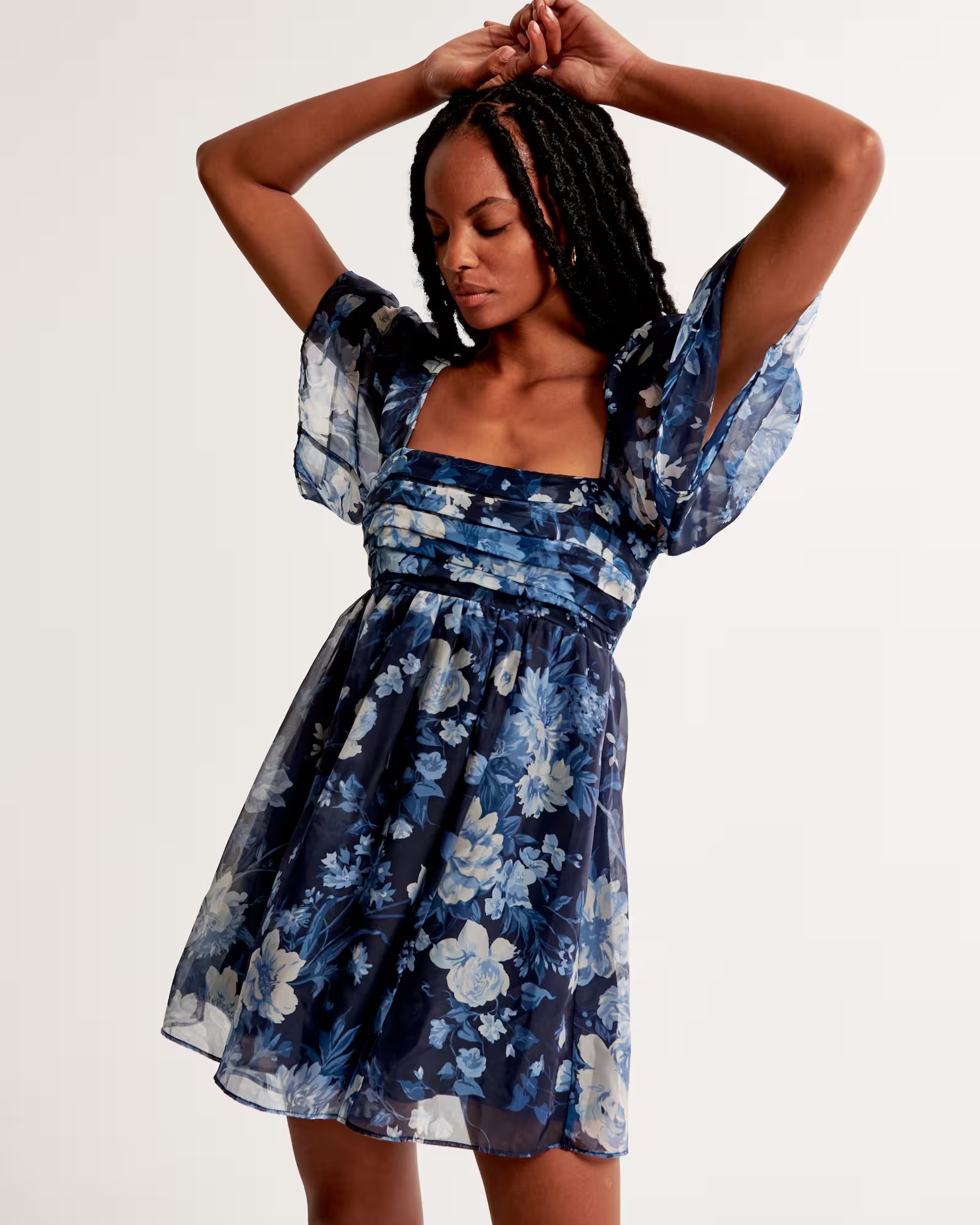 blue floral dress