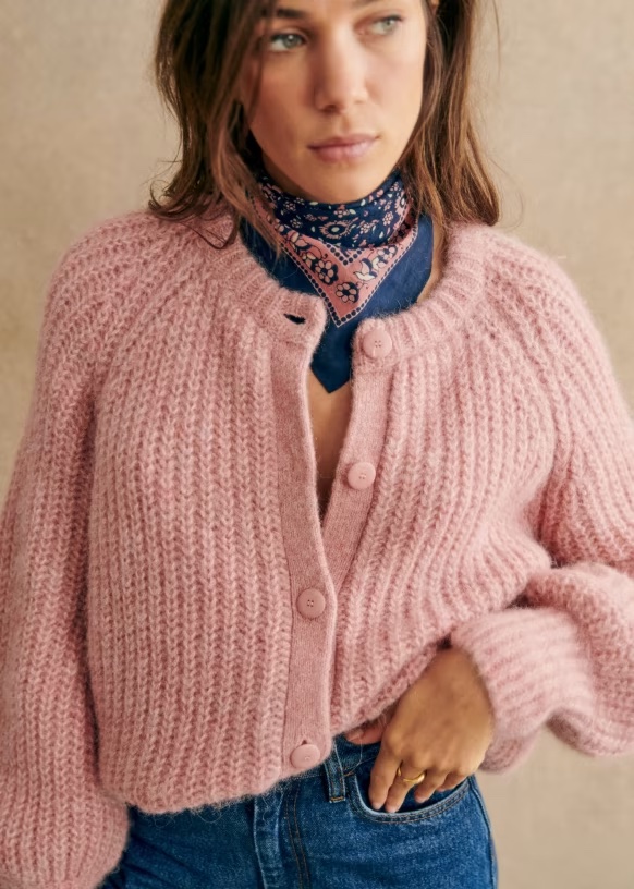 soft pink cardigan