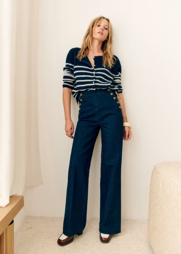 dark denim trousers