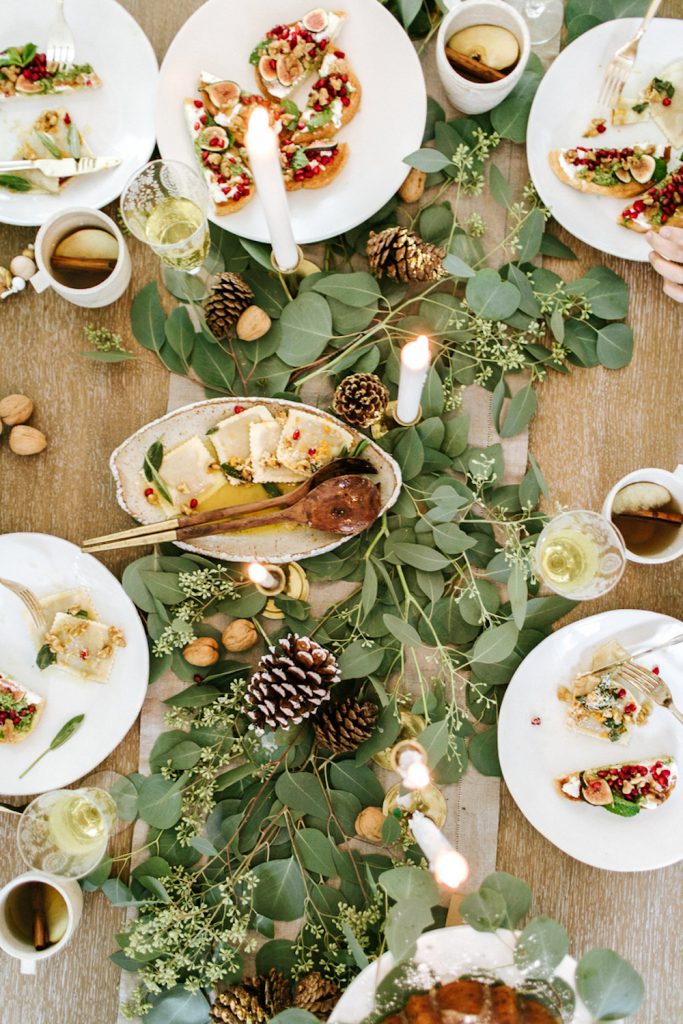 Eucalyptus table centerpiece.