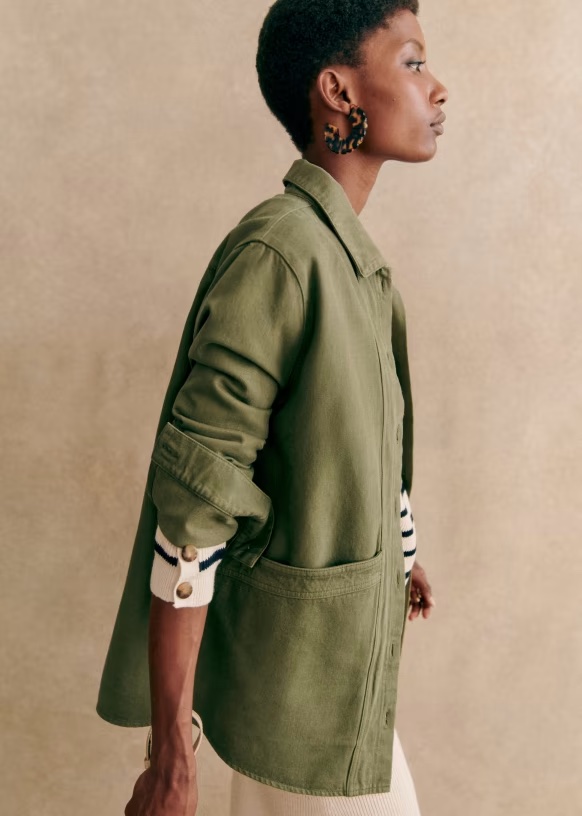 sezane green chore jacket