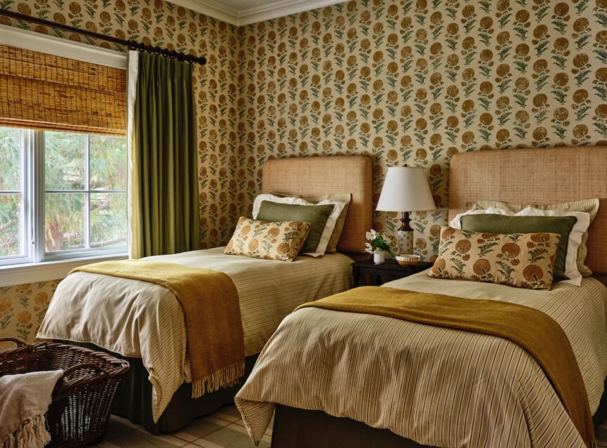 Twin beds in bedroom.