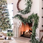 Camille styles holiday mantel decor.