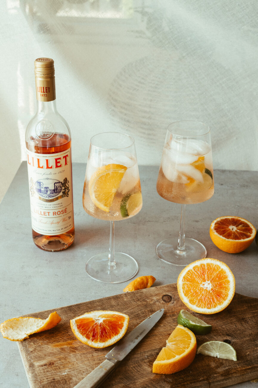 Lillet Rosé Spritz champagne cocktail