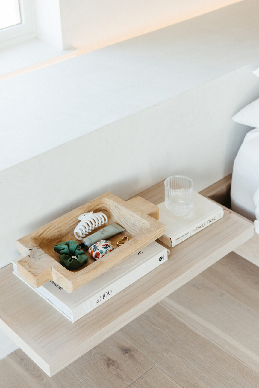 Nightstand bedroom organization ideas.