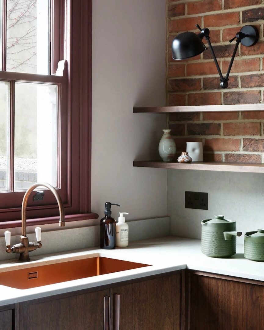 Purple trimmed kitchen.