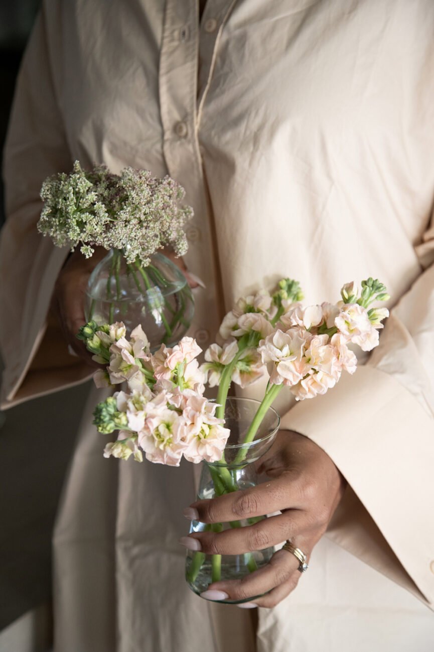 Flower arrangements.