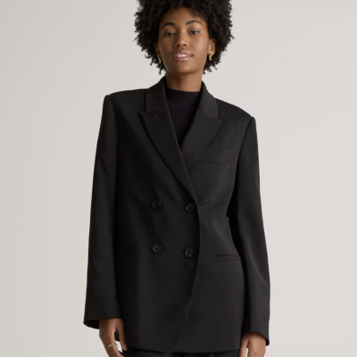 Stretch Crepe Double-Breasted Blazer