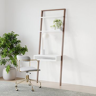 Ladder shelf wall desk.