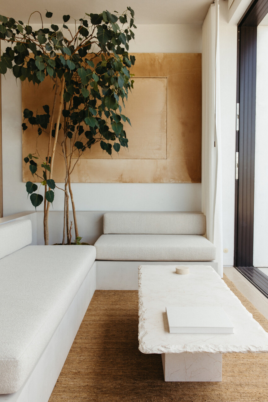 Minimalist seating area.