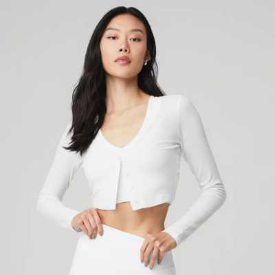 Ribbed Cropped Whisper Cardigan Alo