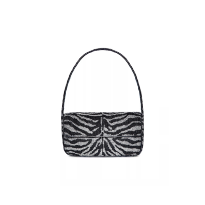 Staud Tommy Zebra Stripe Beaded Shoulder Bag