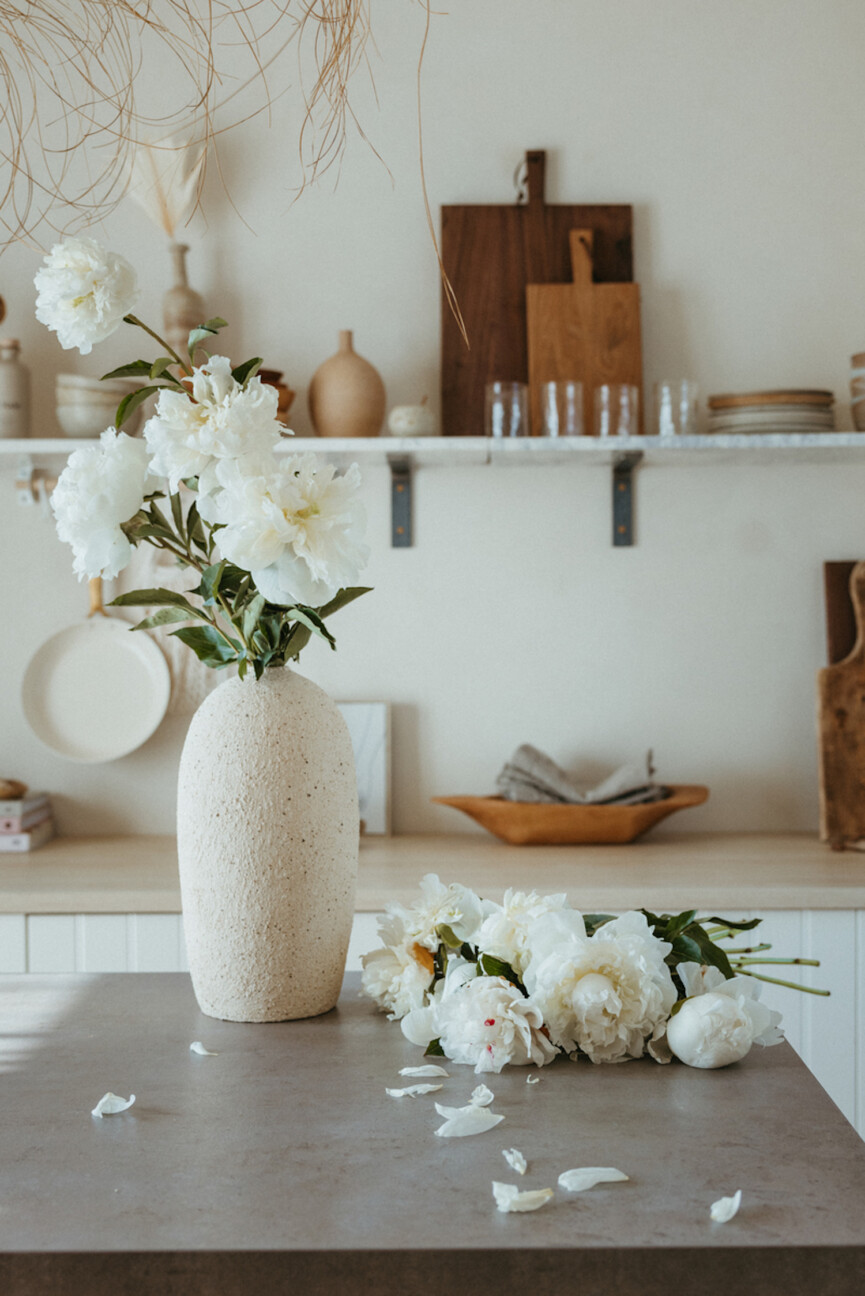 Vase of peonies.
