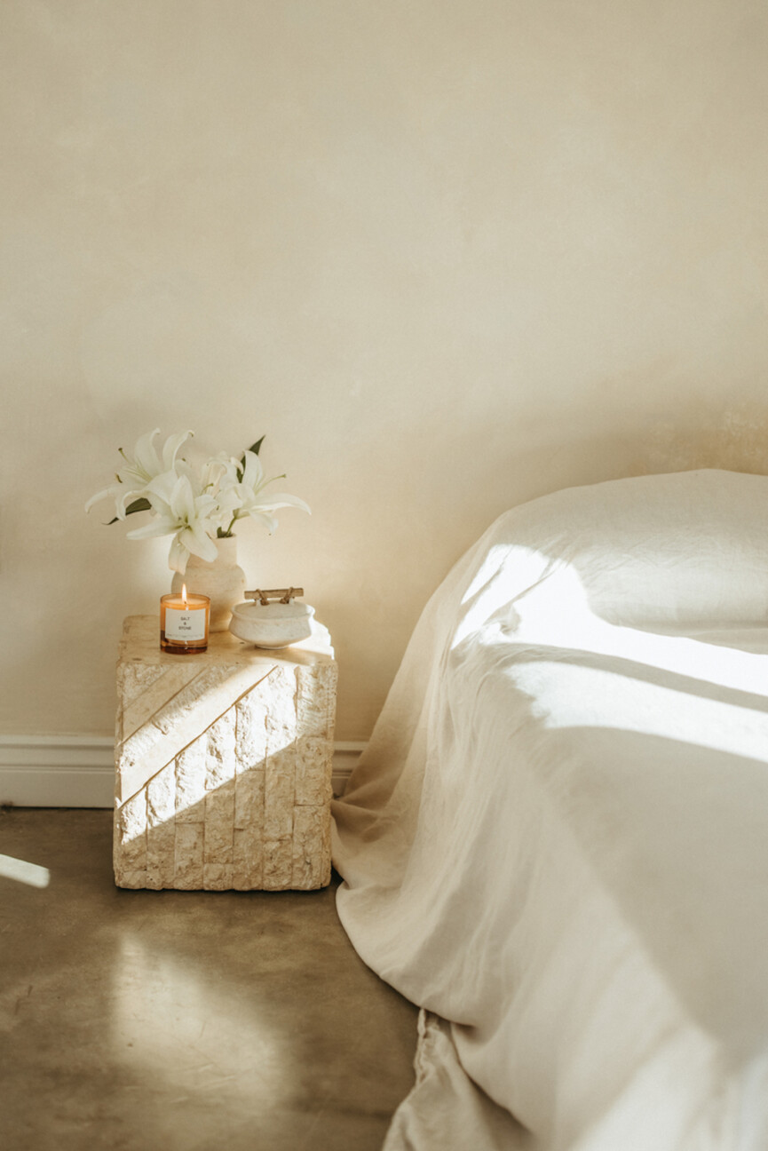 White minimalist bedroom.