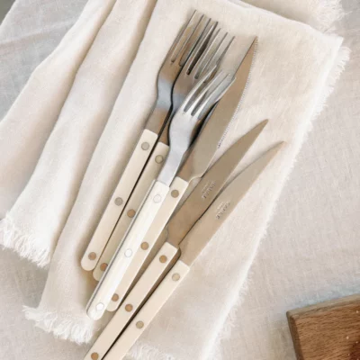 white sabre flatware set for dinner parties from Casa Zuma