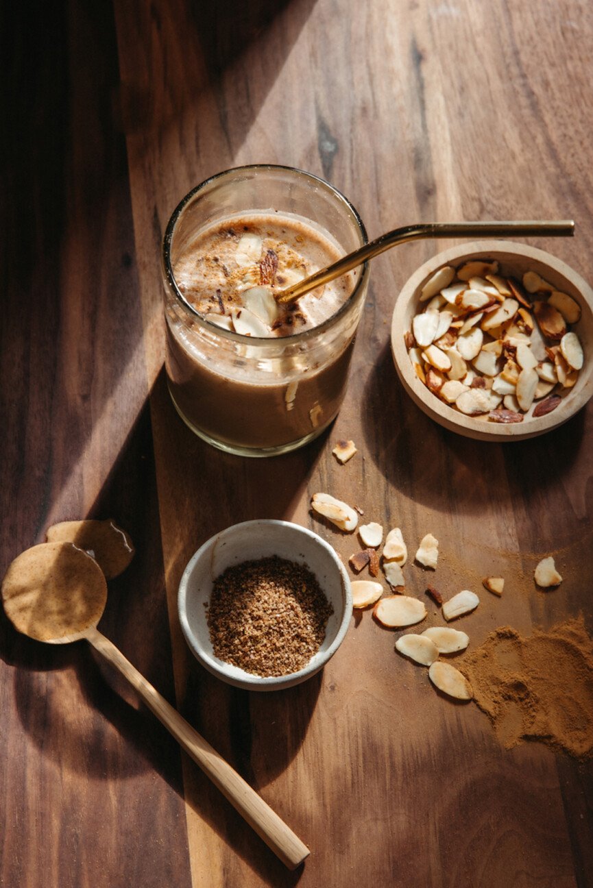 Workout smoothie ingredients.