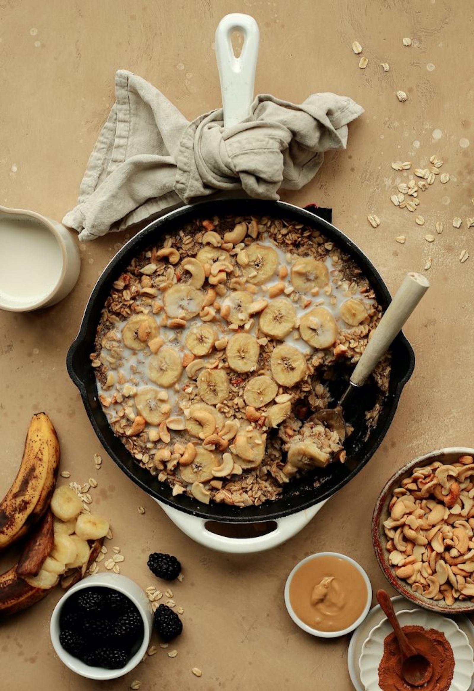 one bowl baked banana cashew oatmeal