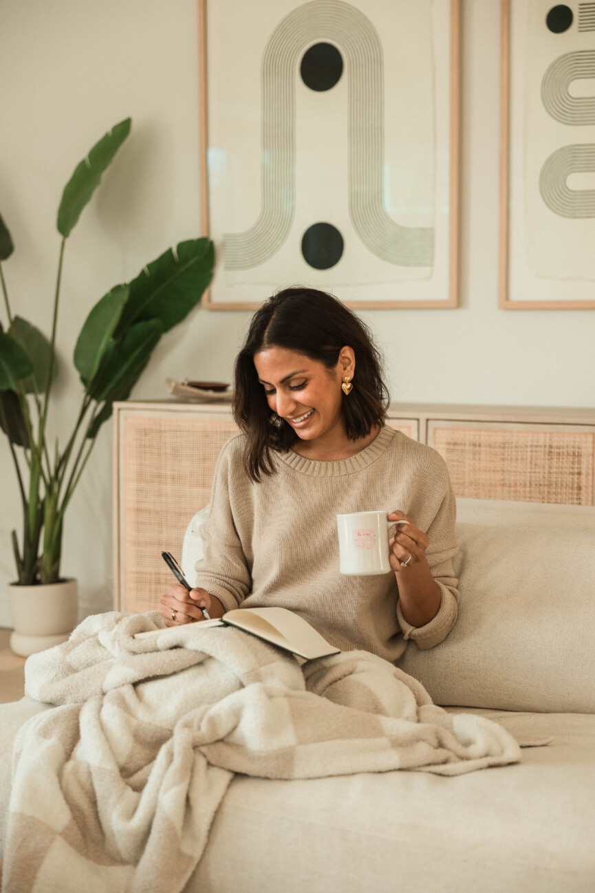journal and coffee