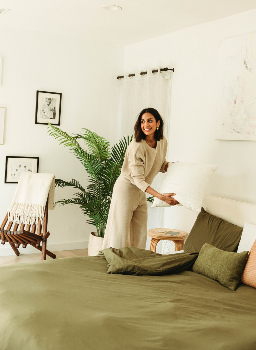 making the bed