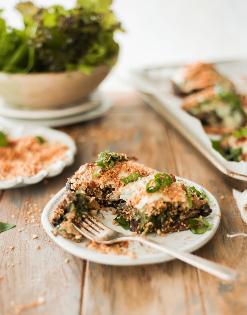 stuffed portobello mushroom on plate