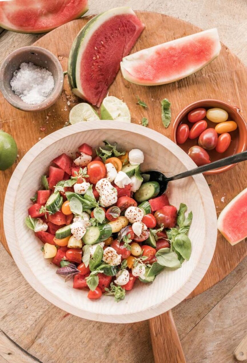 watermelon tomato caprese salad_make ahead appetizers