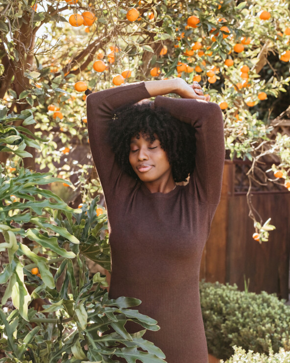 Woman outside on Earth Day.