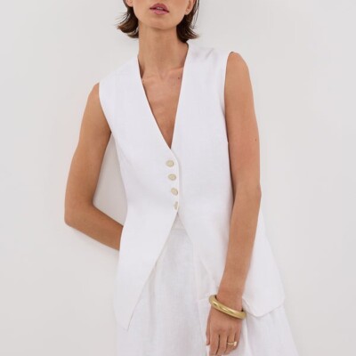 KNOX WHITE LINEN VEST
