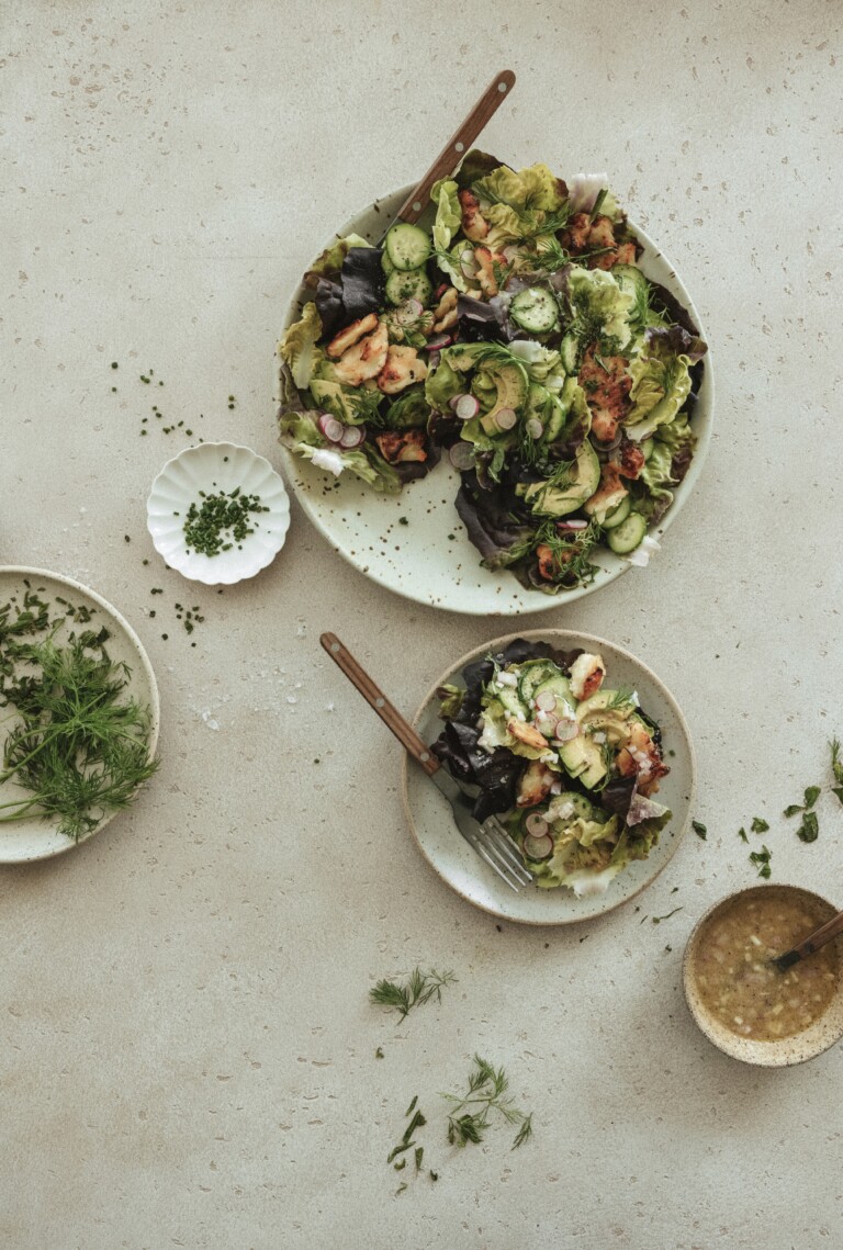 crispy halloumi salad_spring dinner ideas