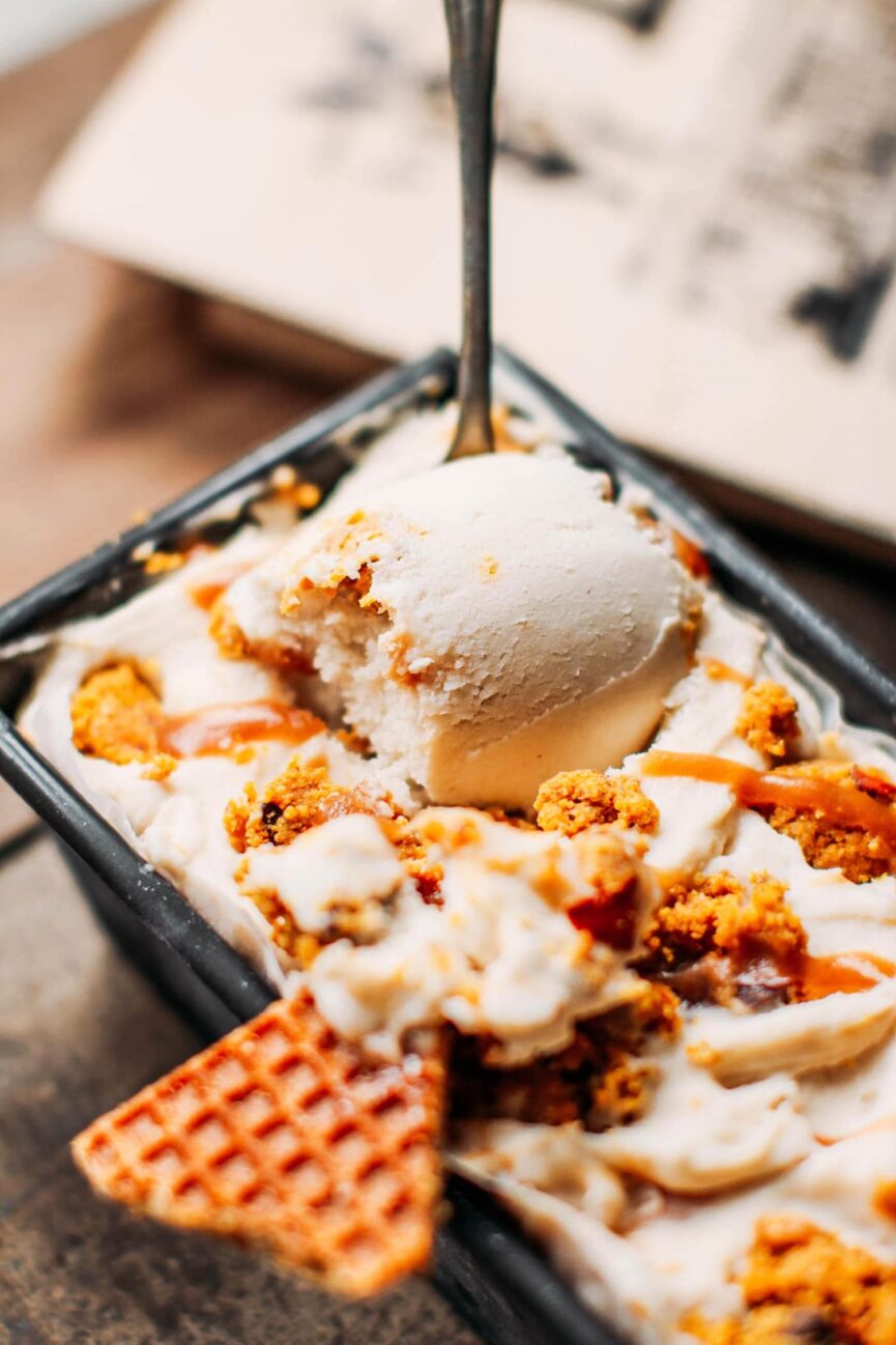 Butterscotch Swirl Pumpkin Cookie Dough Ice Cream