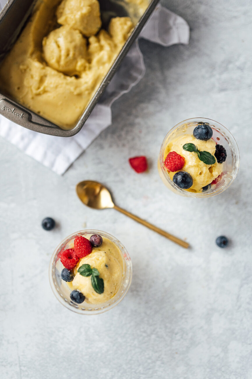 Mango Basil No-Churn Ice Cream