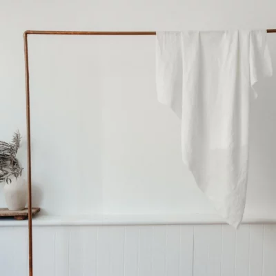 Casa Zuma linen table throw in white wash